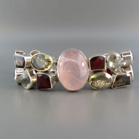 Appraisal: Gemstone Bracelet amethyst garnets citrines rose quartz green amethyst double