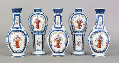 Appraisal: Chinese export porcelain five piece garniture set ca each with