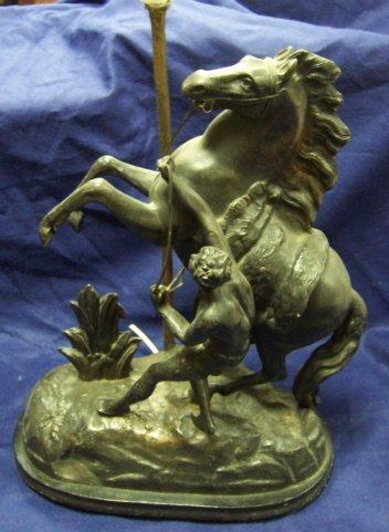 Appraisal: A spelter figure of a Marley horse converted as a