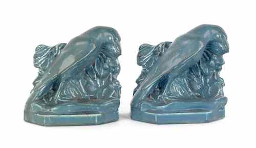 Appraisal: Pair of Rookwood pottery rook bookends h