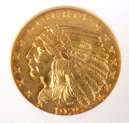 Appraisal: -D QUARTER EAGLE US GOLD COIN MS In holder graded