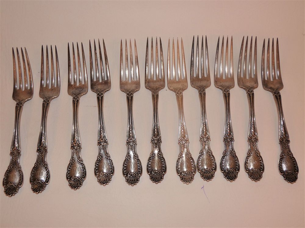 Appraisal: TIFFANY CO RICHELIEU FORKS Set of heavy sterling silver dinner