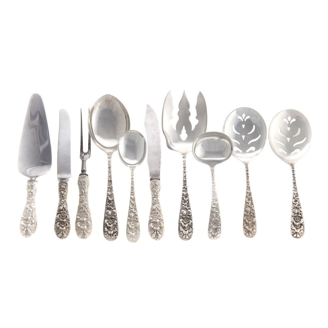 Appraisal: Stieff Forget-Me-Not sterling serving pieces pieces comprising slotted spoons -piece