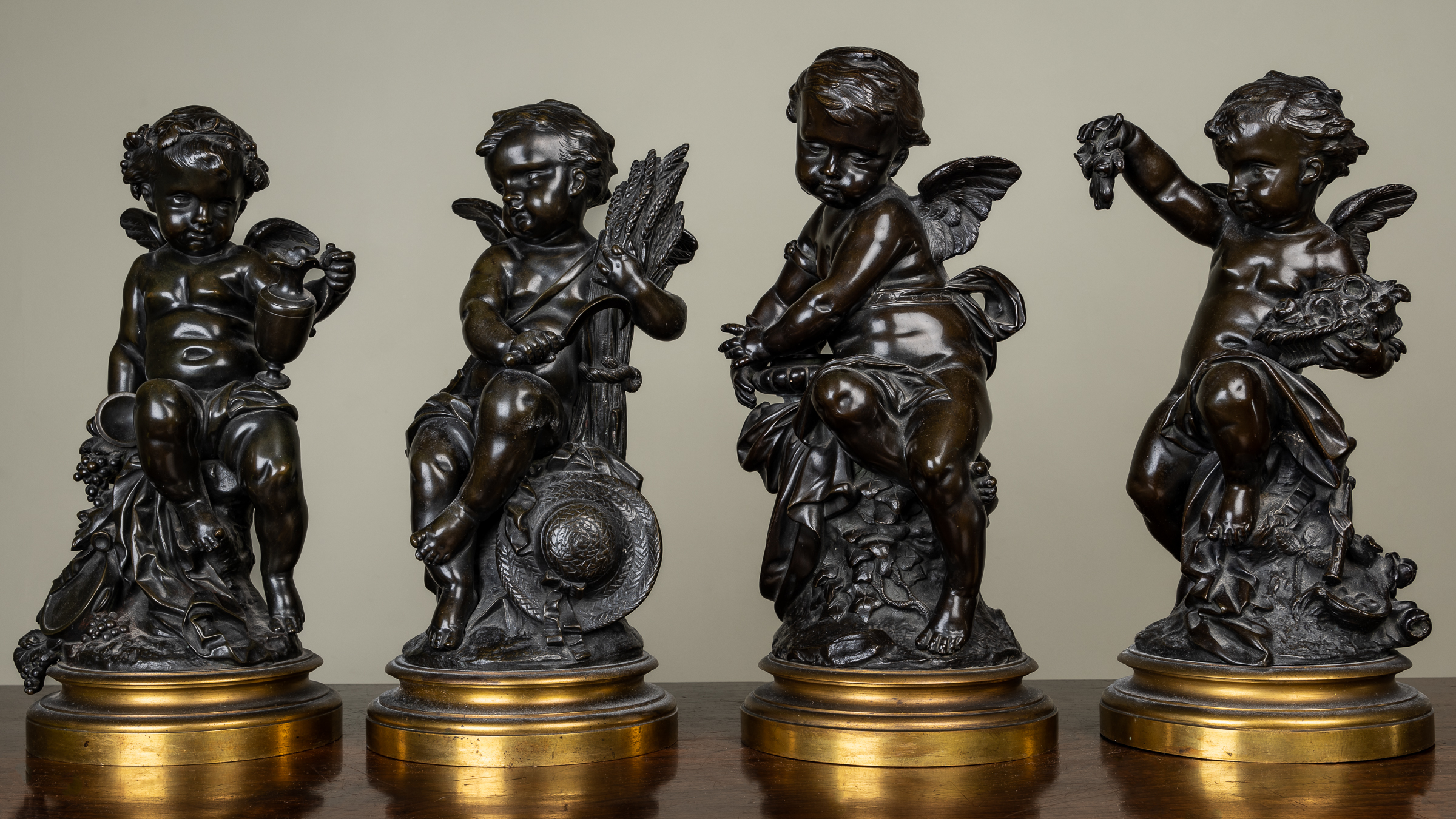 Appraisal: A set of four th Century French bronze sculptures depicting