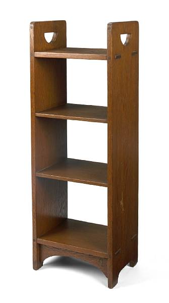 Appraisal: A Gustav Stickley oak magazine stand model - with Stickley