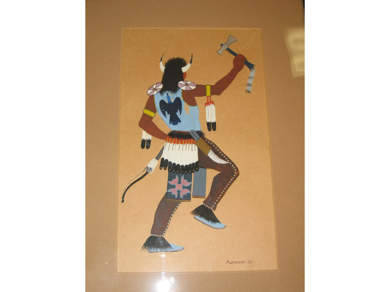 Appraisal: JAMES AUCHIAH AMERICAN - American Indian dancer gouache on paper