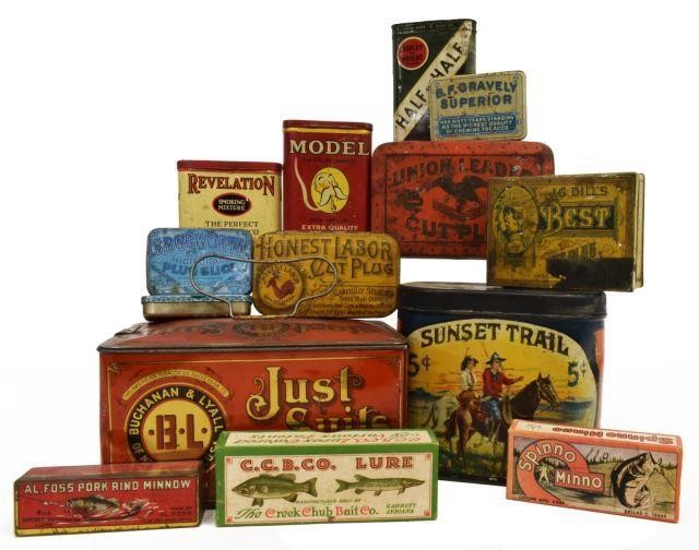 Appraisal: lot of Antique and metal tins including tobacco cigars cigarettes