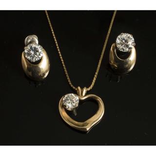 Appraisal: k Necklace Earrings k gold and cubic zirconia earrings and