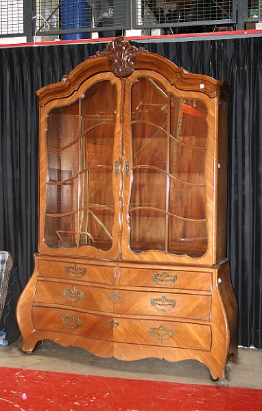 Appraisal: A Louis XV style walnut bookcase cabinet height ft in