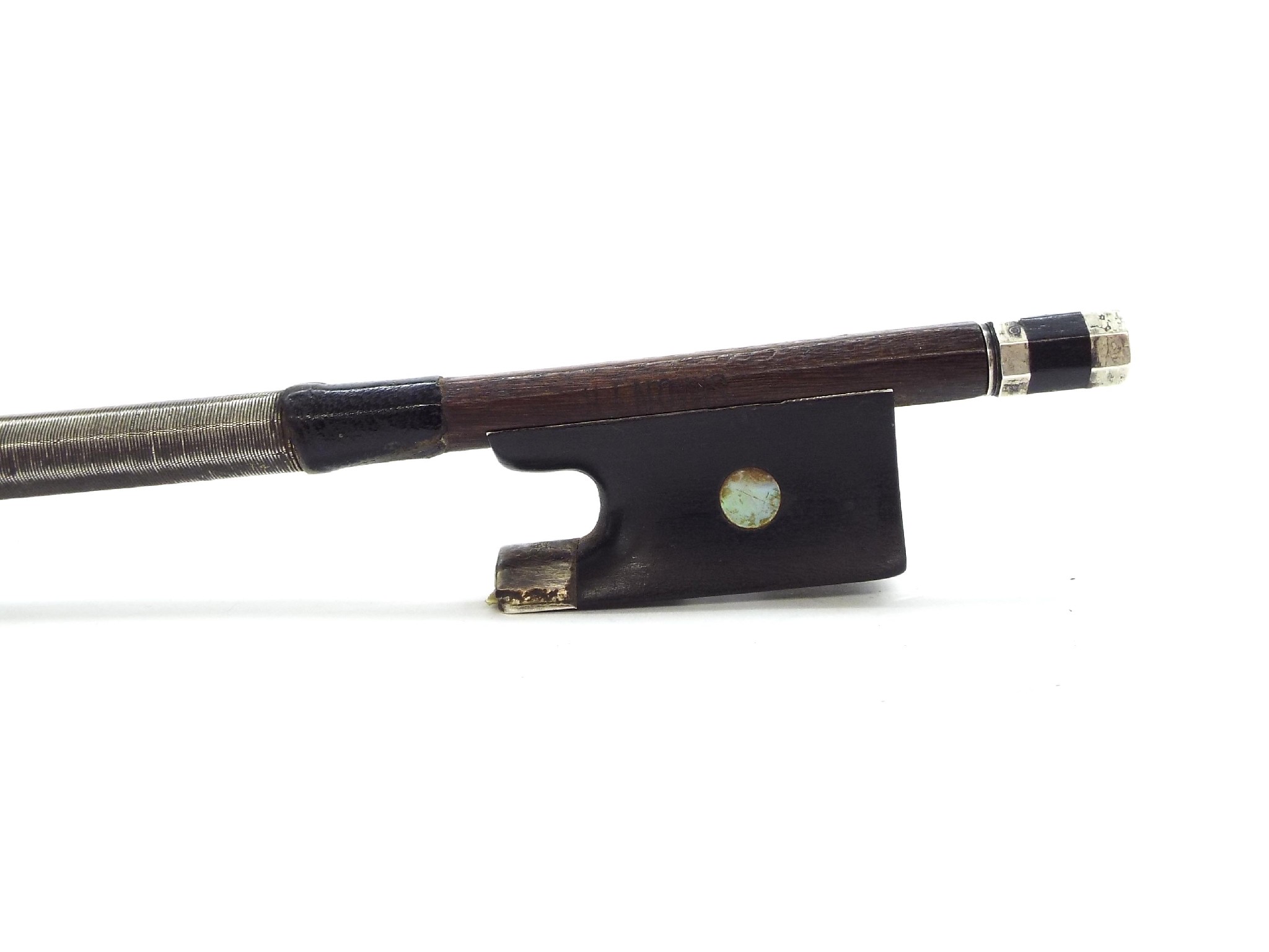 Appraisal: Good French silver mounted violin bow by C Bazin and