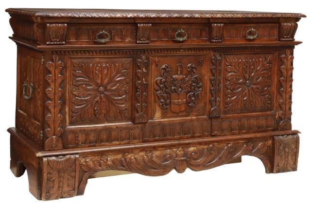 Appraisal: Continental carved walnut sideboard now fitted with a television lift