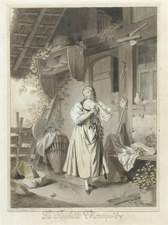 Appraisal: BERN CANTON -Freudenberger Sigmund Bern La Toilette Champetre Etching with