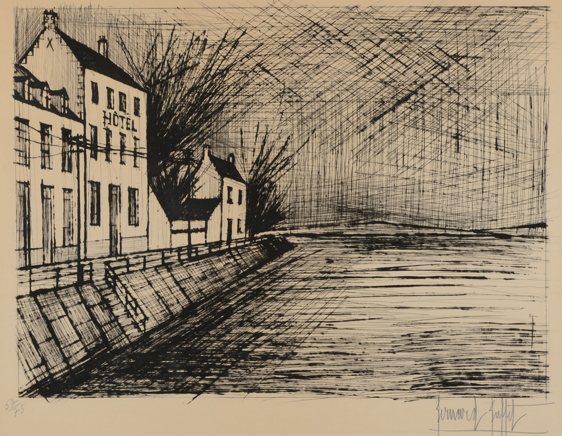 Appraisal: BUFFET Bernard French - ''Hotel Am Kanal'' Drypoint Etching sight