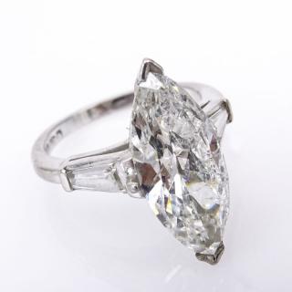 Appraisal: EGL Certified Antique Carat Marquise Cut Diamond and Platinum Engagement