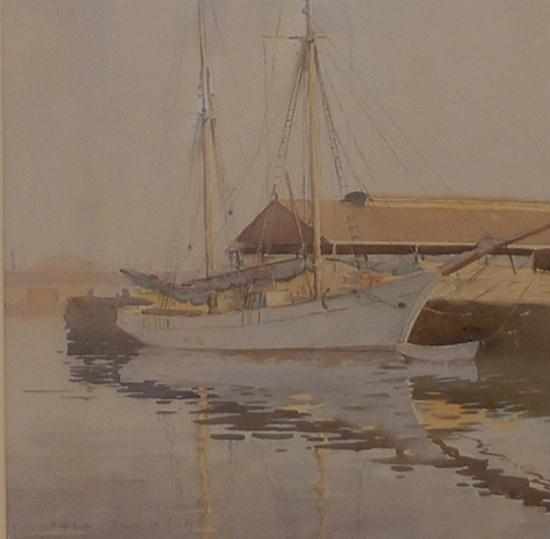 Appraisal: CARLYLE JACKSON MOORED BOATS WATERCOLOUR