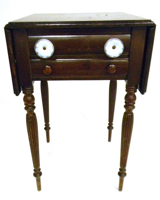 Appraisal: Two drawer stand Sheraton style with drop leaves three Clambroth