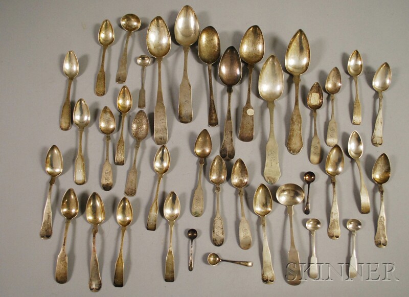 Appraisal: Group of Mostly Coin Silver Spoons makers include Abraham Skinner