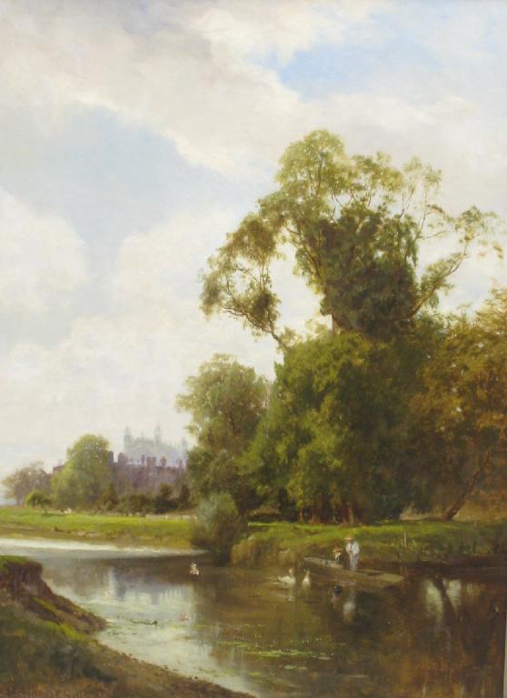 Appraisal: EDWARD HENRY HOLDER Figures in a punt on the river