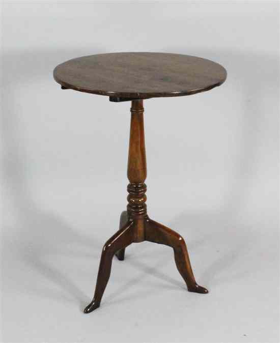 Appraisal: A George II yew and elm tripod table c the