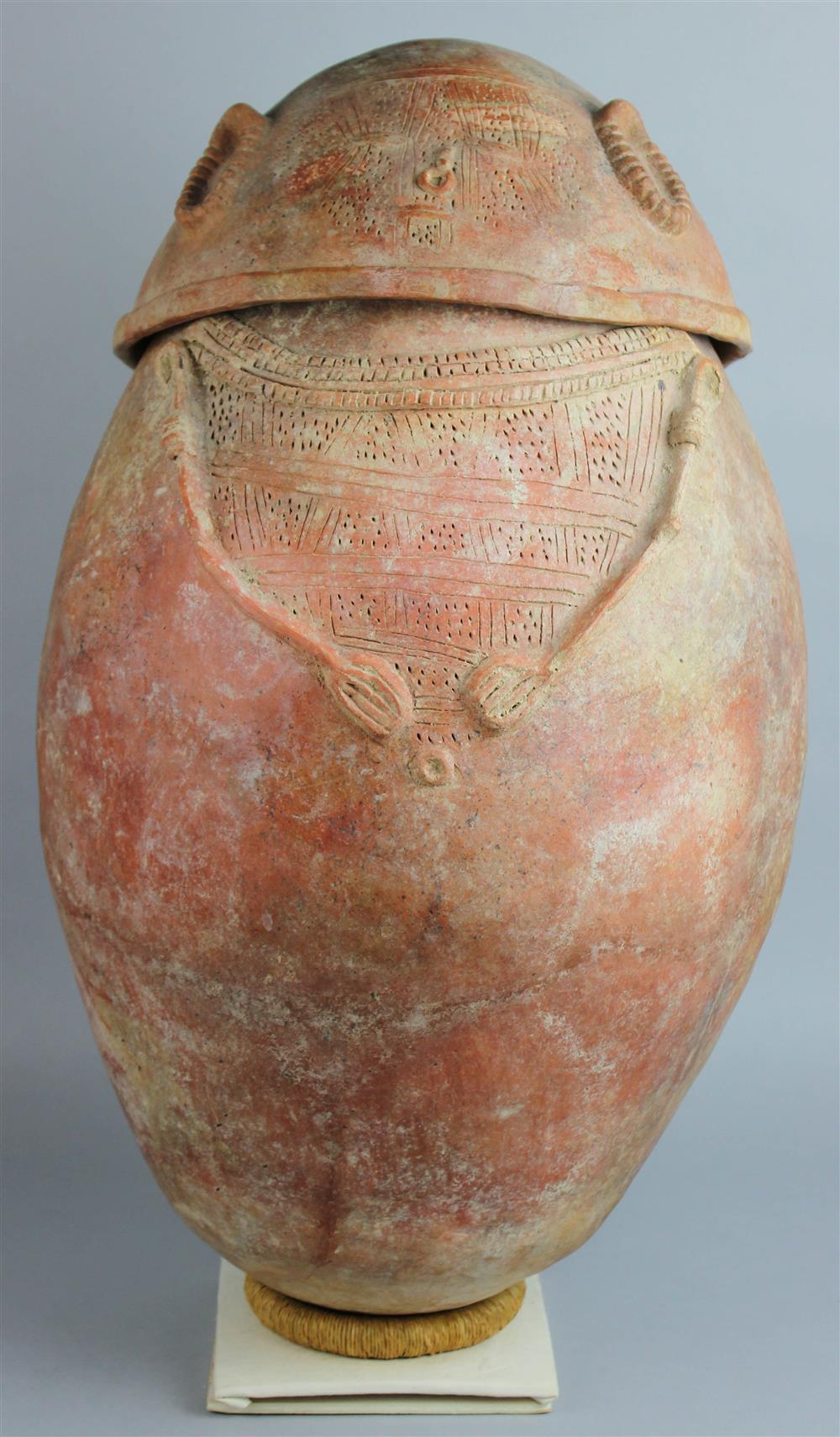 Appraisal: LARGE PRE-COLUMBIAN LIDDED EFFIGY VESSEL COLOMBIA NORTHERN ANDES CIRCA -