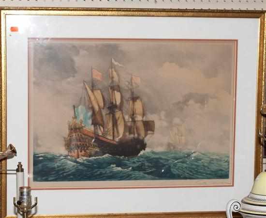 Appraisal: Spanish Galleon lithograph signed lr framed Estimate - All items