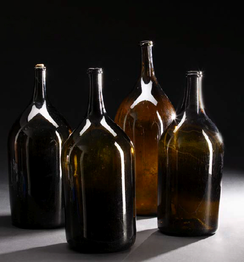 Appraisal: Collection of Four Large French Blown Glass Wine Bottles of