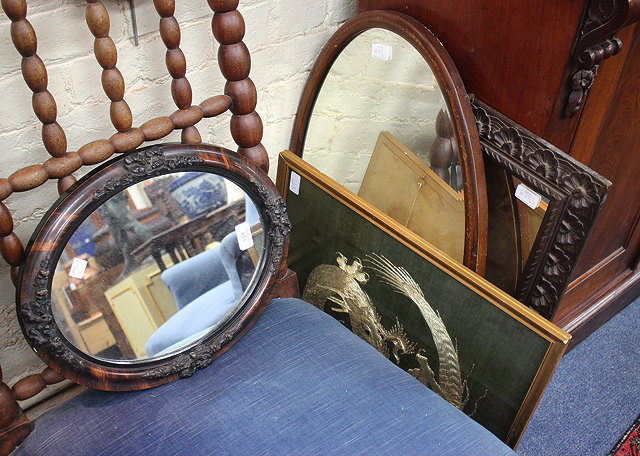 Appraisal: A RECTANGULAR WALL MIRROR with carved frame cm wide x