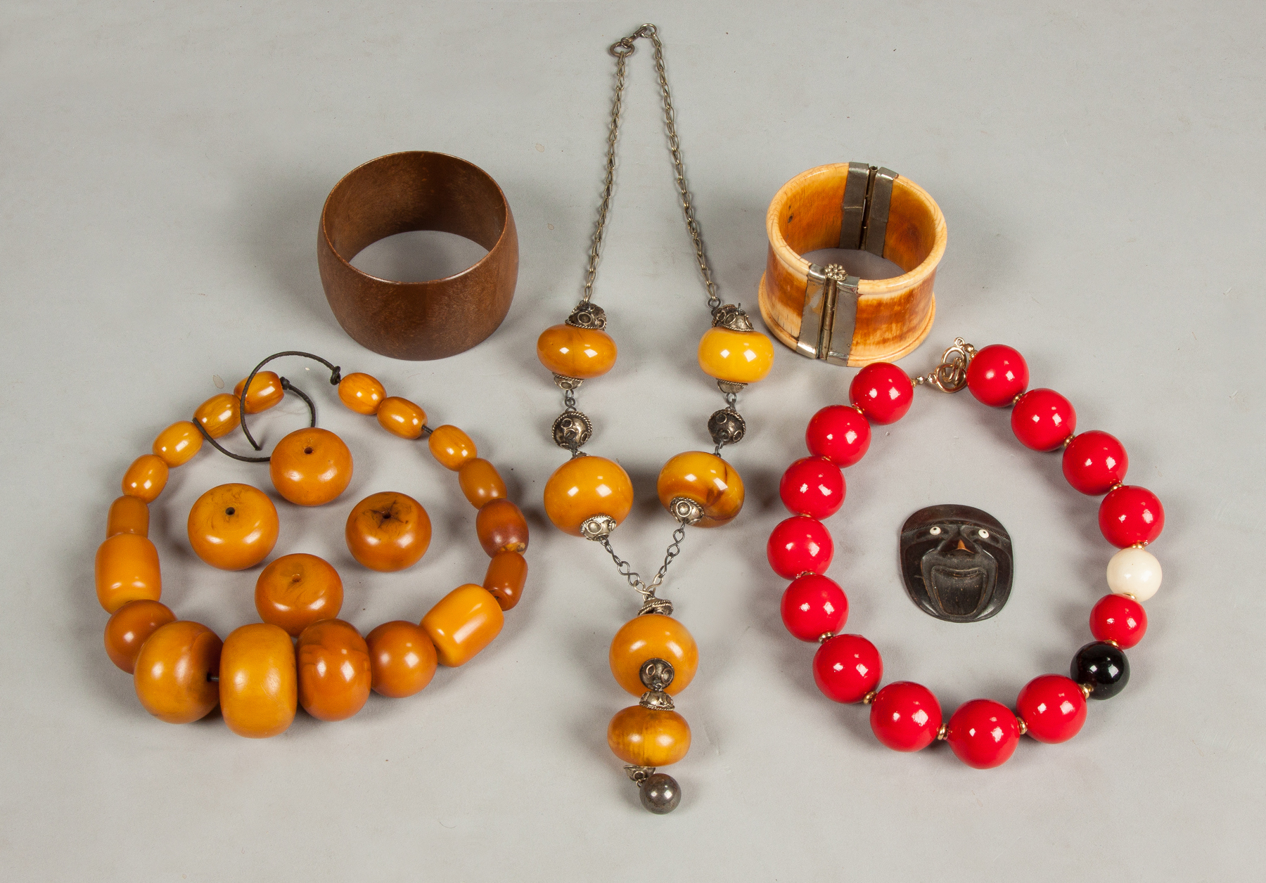 Appraisal: Group of Vintage Jewelry Amber necklaces bracelets etc