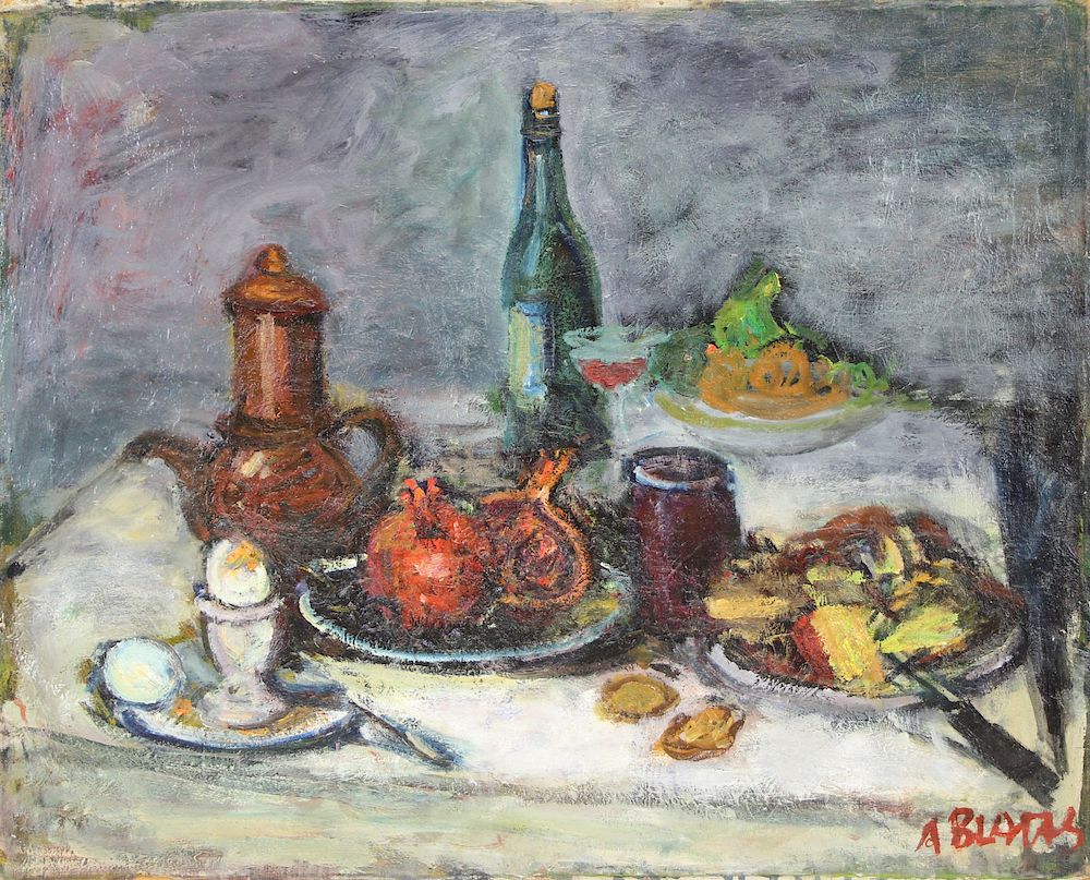 Appraisal: ARBIT BLATAS LITHUANIAN-AMERICAN - Oil on Canvas Still Life Signed