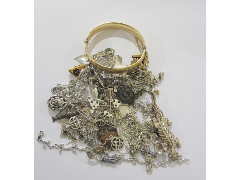 Appraisal: Lot of mostly silver pieces to include marcasite necklace earrings