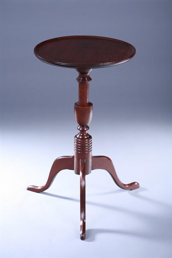 Appraisal: AMERICAN QUEEN ANNE MAHOGANY CANDLESTAND th century Molded lip over