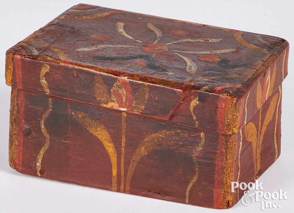 Appraisal: Small Continental painted pine dresser box Small Continental painted pine