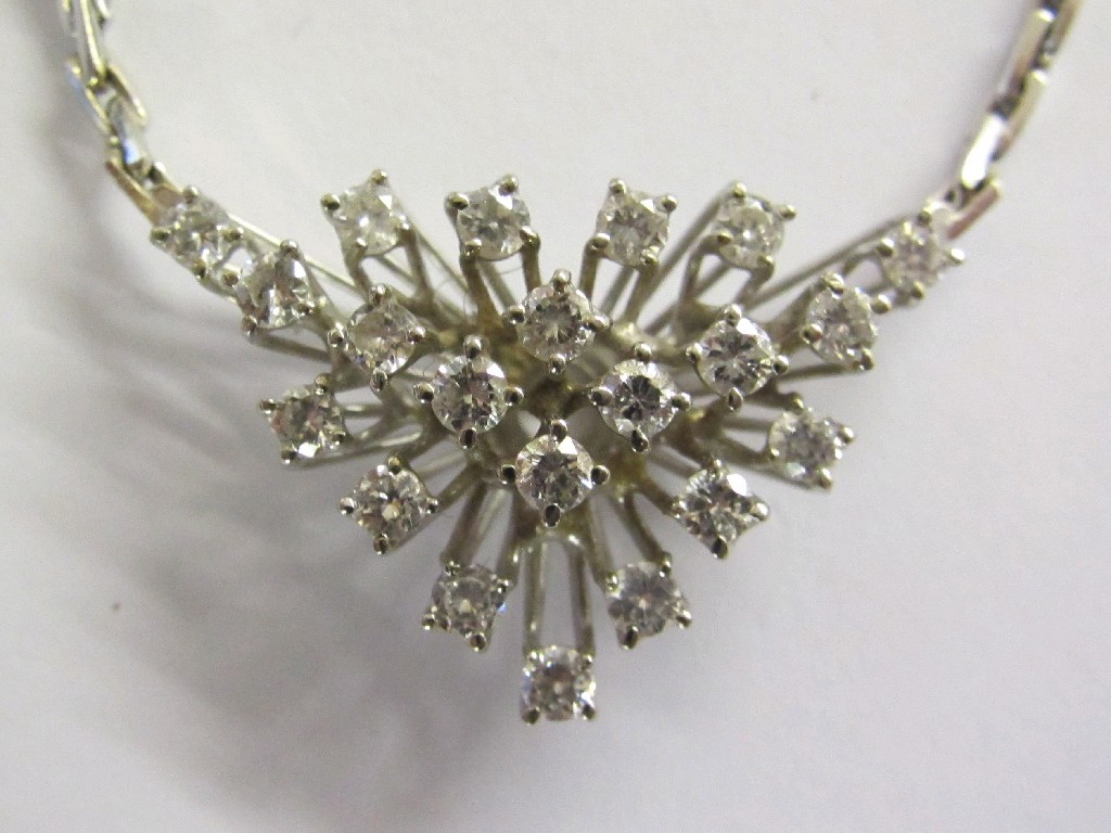 Appraisal: Eighteen carat white gold diamond set necklace with a triangle