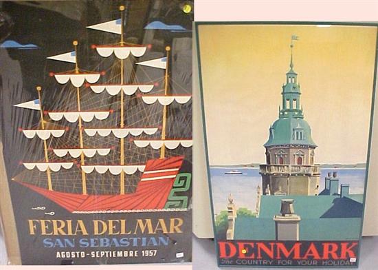 Appraisal: Two original travel posters Denmark x not examined out of