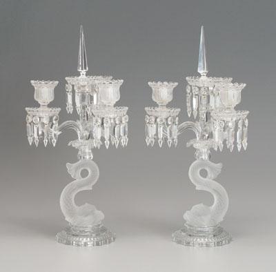 Appraisal: Pair Baccarat candelabra each with three arms and cups above