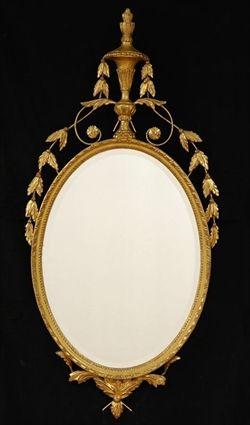 Appraisal: George III Giltwood Oval Mirror ft in x in