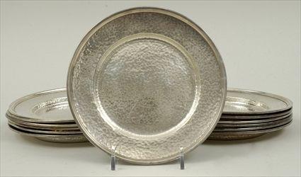 Appraisal: Thirteen American Sterling Silver Small Plates Decorated with Hammer Marks