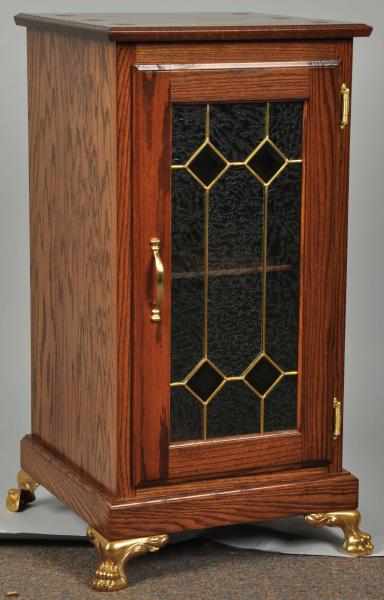 Appraisal: Oak Slot Machine Stand With light glass front door and