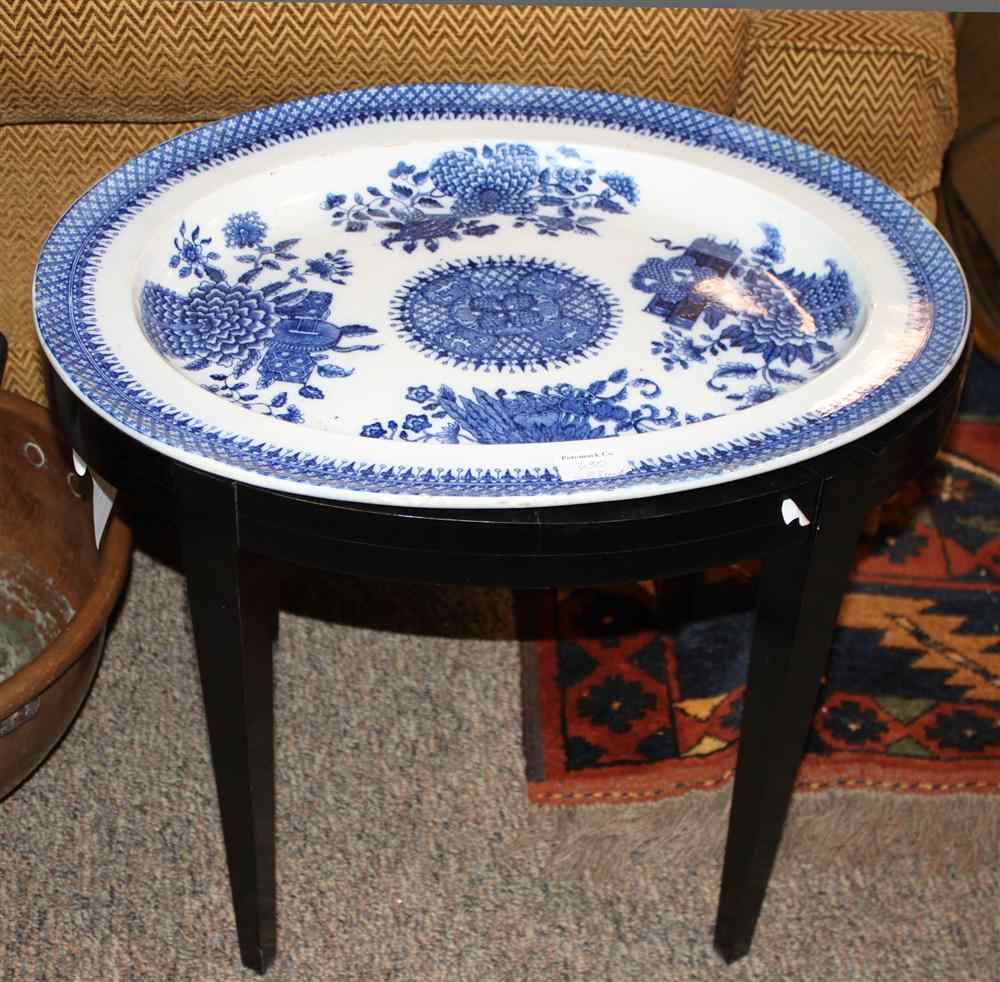 Appraisal: ENGLISH TRANSFER PRINTED BLUE AND WHITE DISH ON STAND unascribed