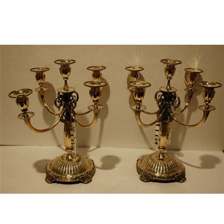 Appraisal: Pair of Tiffany Co Sterling Silver Five-Light Candelabra Estimate -