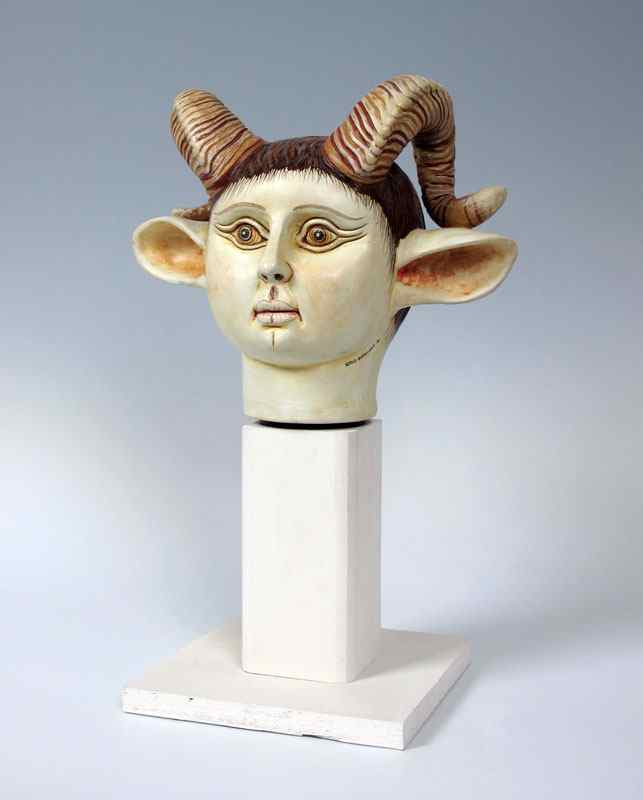 Appraisal: BUSTAMANTE HORNED SATYR SCULPTURE Ceramic horned Satyr signed Sergio Bustamante