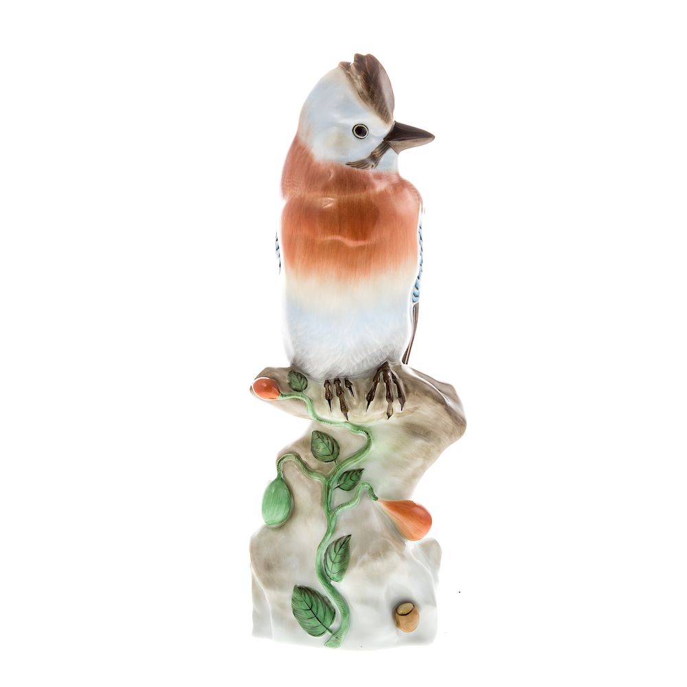 Appraisal: Large Herend porcelain woodpecker modeled as woodpecker perched on fruit