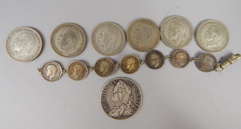 Appraisal: Various silver coins to include George V florins a George