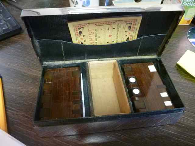 Appraisal: A SILVER CASED WHIST SET with markers cards etc marks