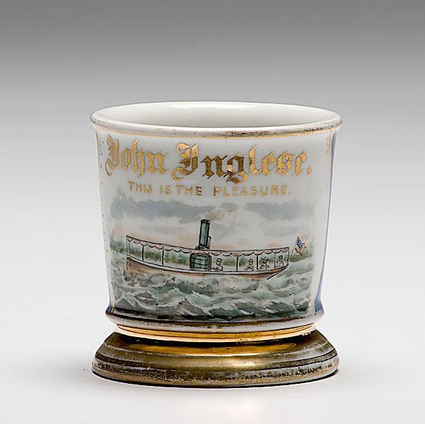 Appraisal: OCCUPATIONAL SHAVING MUG OF GREAT LAKES PLEASURE BOAT CAPTAIN porcelain