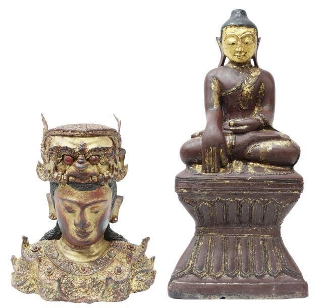 Appraisal: lot of Southeast Asian parcel gilt and lacquered figures both