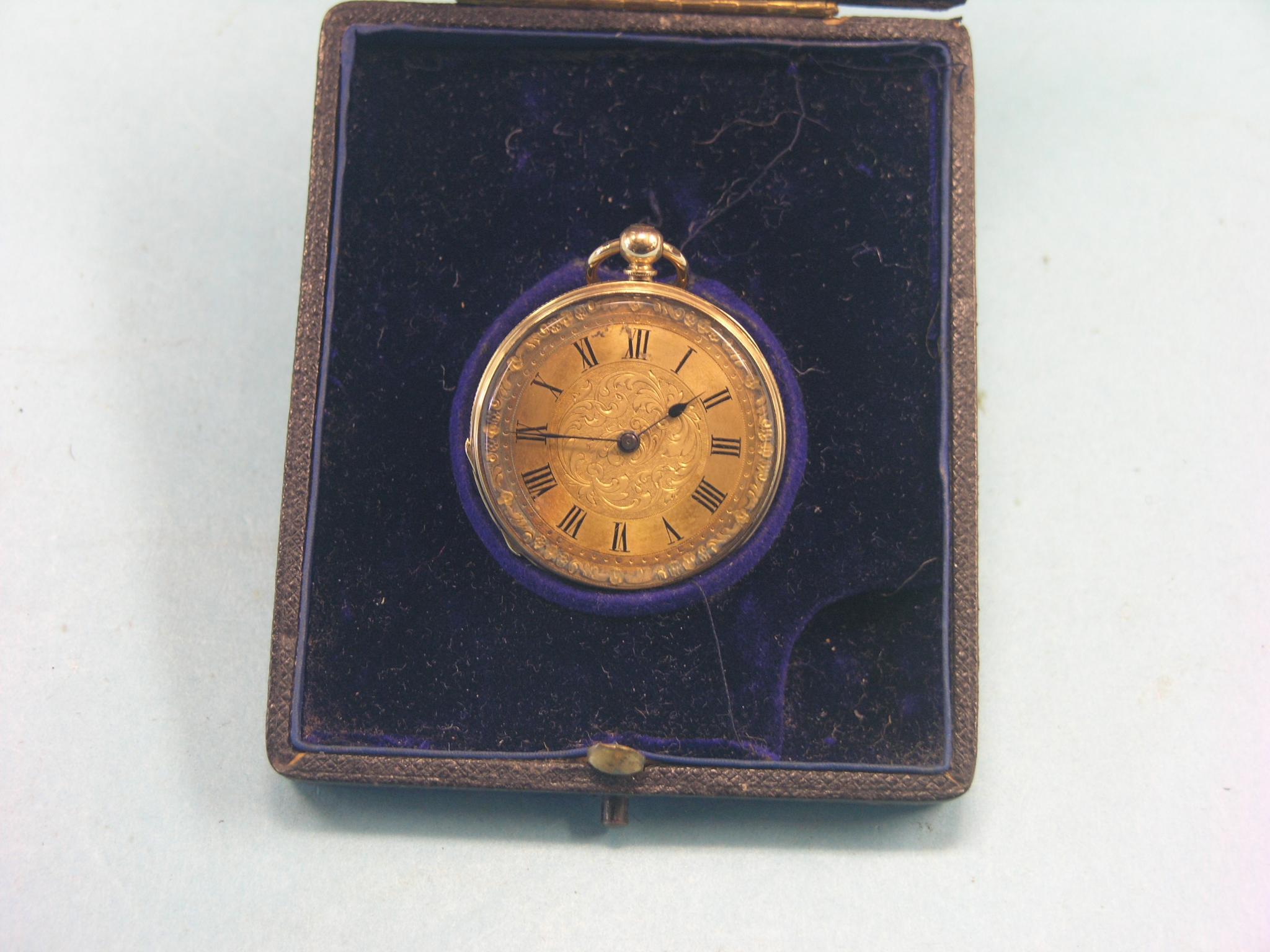 Appraisal: An engraved ct gold pocket watch movement stamped H Loge