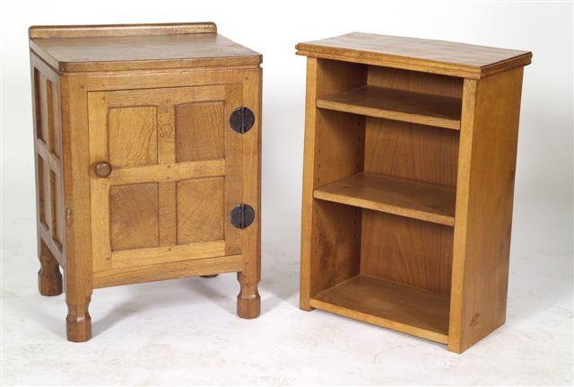 Appraisal: ROBERT MOUSEMAN THOMPSON OAK BEDSIDE CUPBOARD MID th CENTURY of