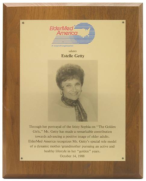 Appraisal: An Estelle Getty group of awards and citations s- s