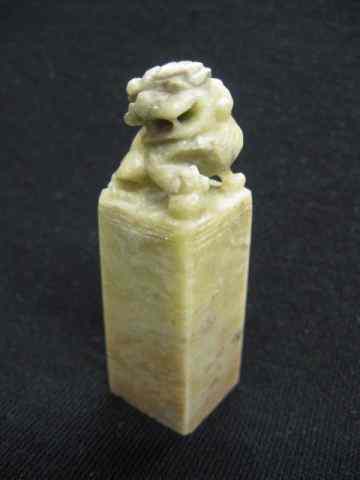 Appraisal: Chinese Carved Soapstone Seal foo dogfinial - '' excellent